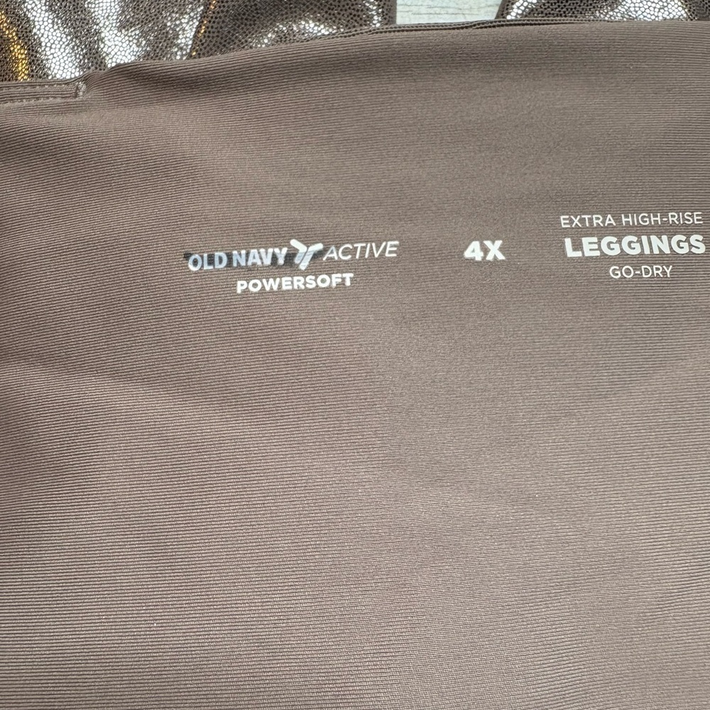 Old Navy Powersoft Extra High Rise Leggings Starry Sky Metallic Shine Sz 4X - Picture 2 of 9